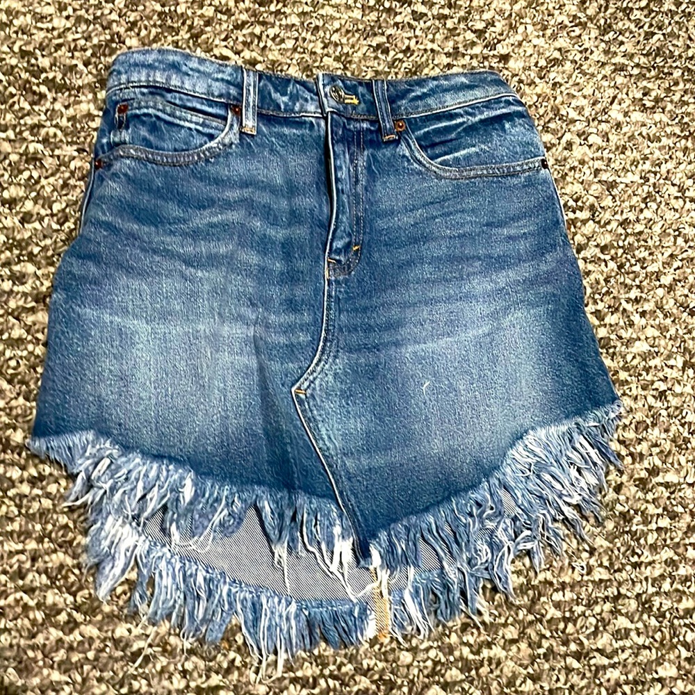 Free People Fringe denim skirt